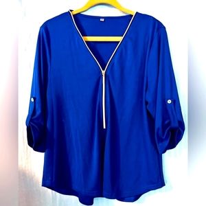 Woman's 1/4 Zip Blue top